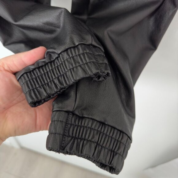 SPANX Faux Leather Jogger Pants High Waist Ruched Goth Y2K Black Women's XL - Picture 6 of 16